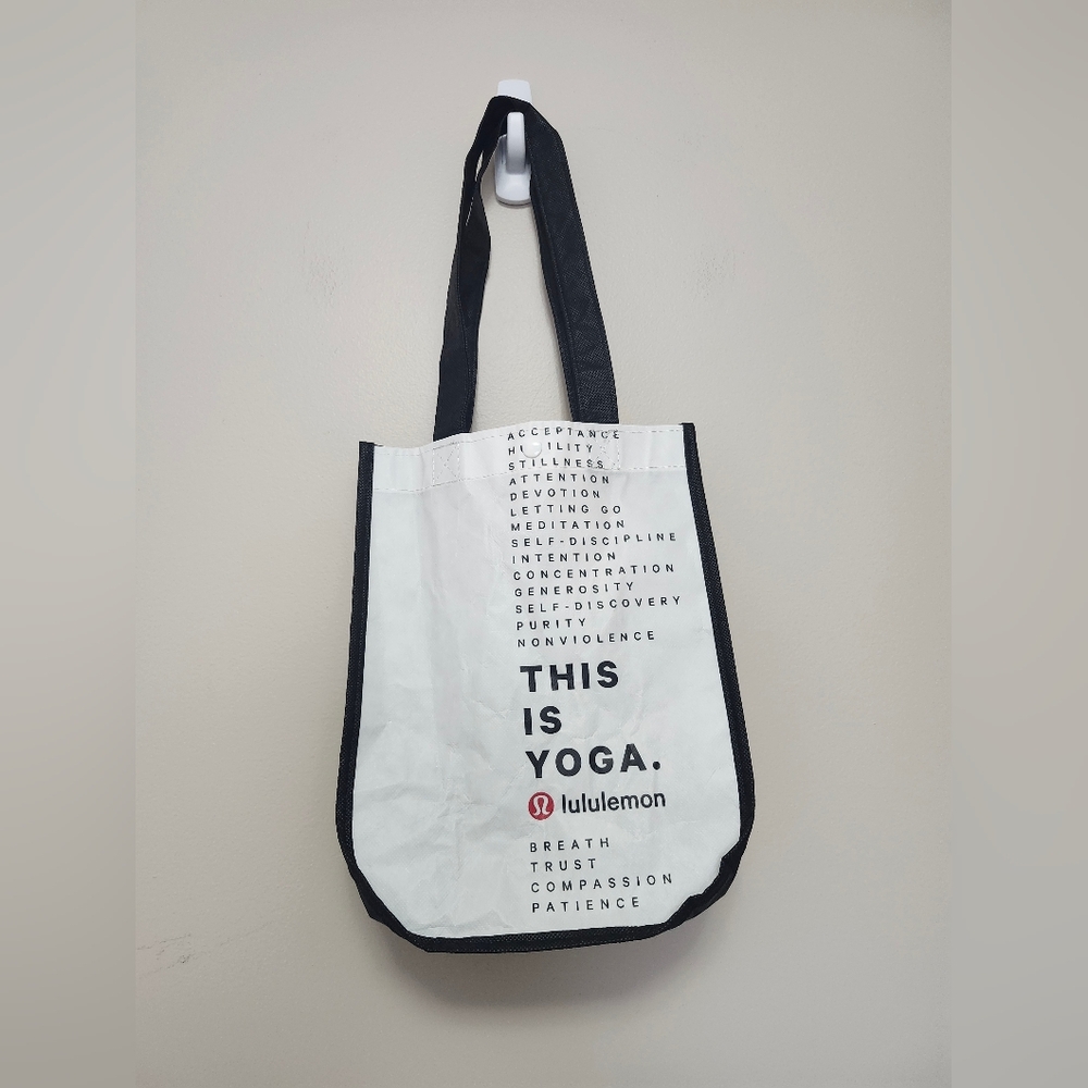Lululemon White This is Yoga Reusable Shopping Bag